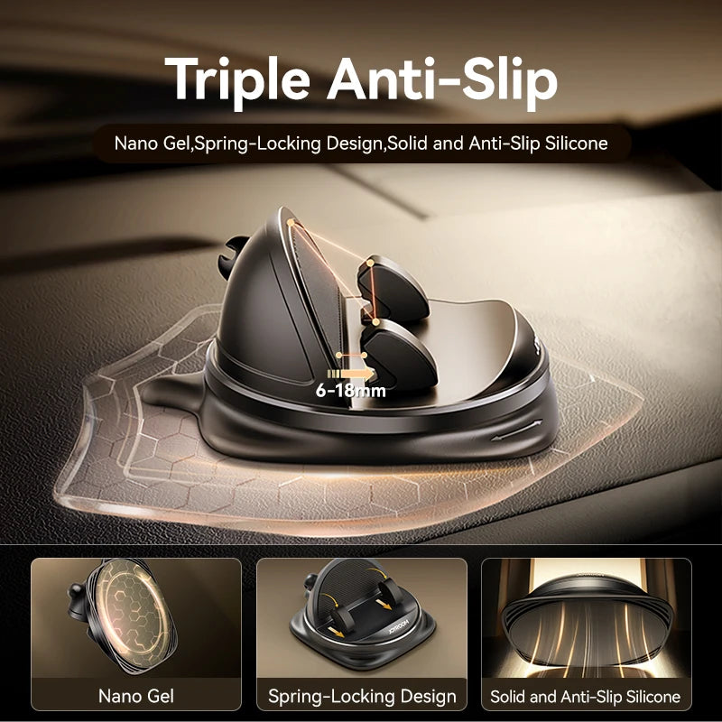 Joyroom Dashboard Car Phone Holder Universal 360° Rotation Silicone Phone Mount One-Handed Operation Phone Holder For Car Use