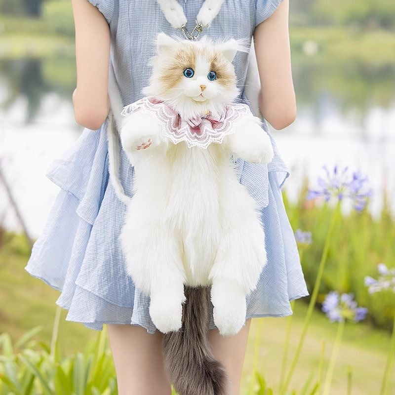 Women's Cute Cat Backpack Plush Doll