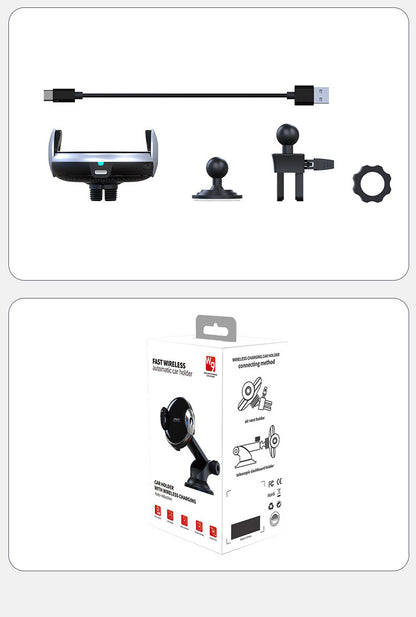 Car Holder - Wireless Car Charger, 15W Fast Charging Auto Clamping Car Charger - Phone Mount Phone Holder