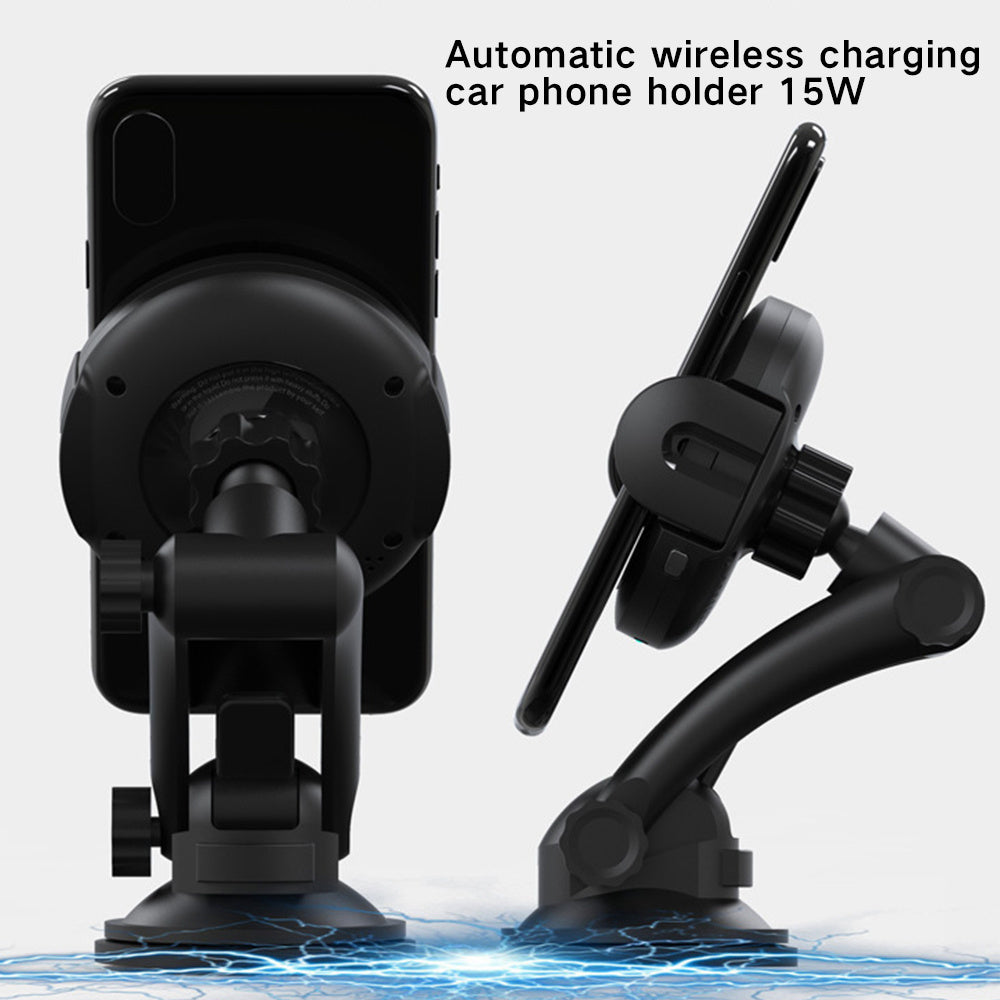 Car Holder - Wireless Car Charger, 15W Fast Charging Auto Clamping Car Charger - Phone Mount Phone Holder