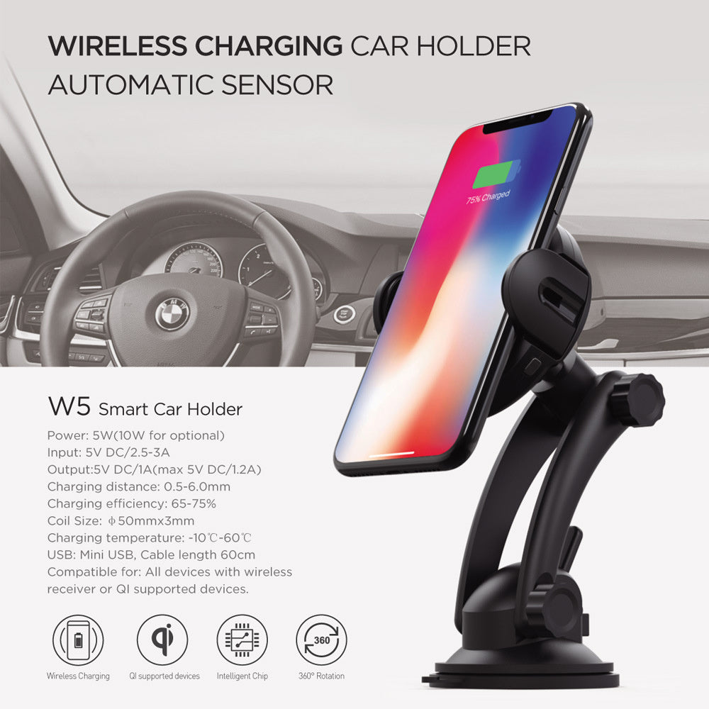 Car Holder - Wireless Car Charger, 15W Fast Charging Auto Clamping Car Charger - Phone Mount Phone Holder