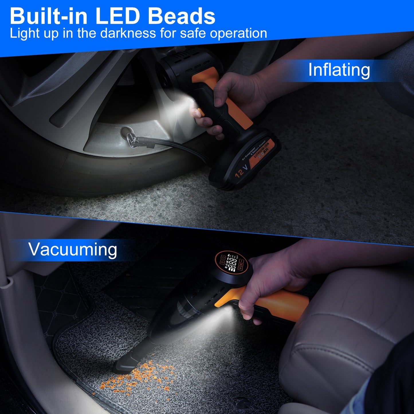 4 In 1 Cordless Car Vacuum Cleaner & Tire Inflator