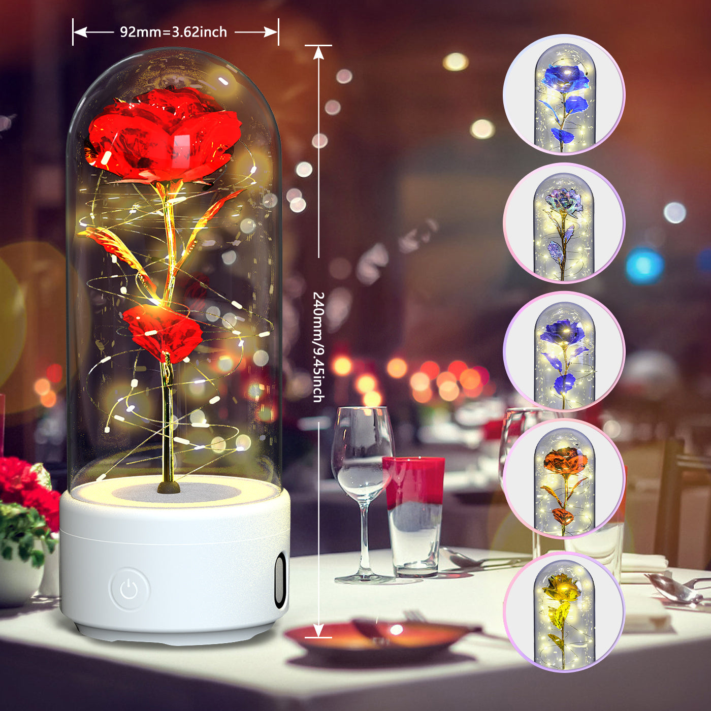 2-in-1 Rose LED Light & Bluetooth Speaker