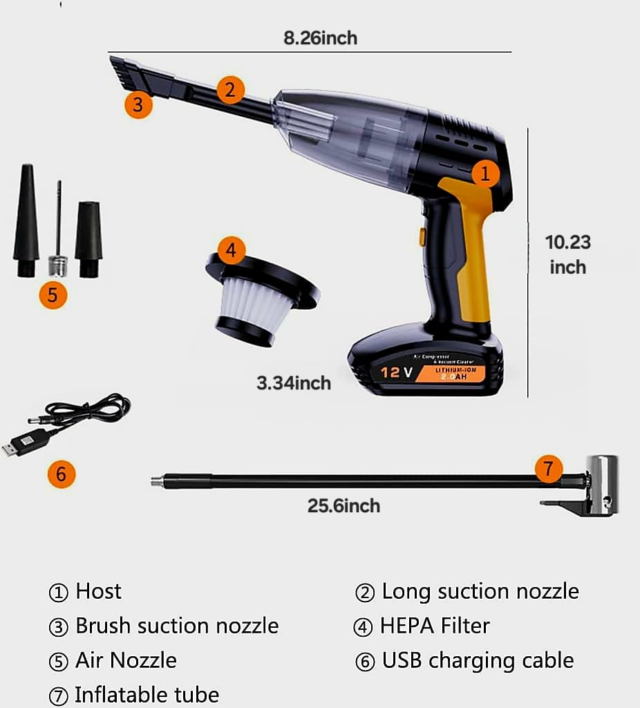 4 In 1 Cordless Car Vacuum Cleaner & Tire Inflator