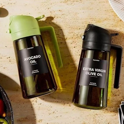 2 in 1 Olive Oil Dispenser and Oil Sprayer – 16oz/470ml Glass Light-Proof