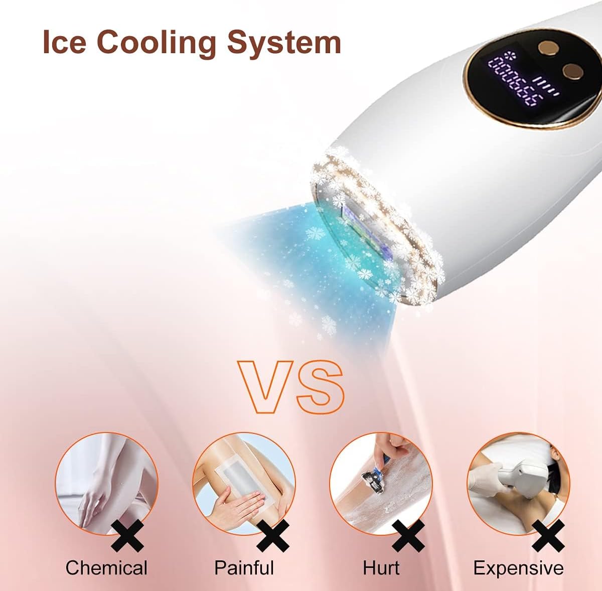 Ice Cold IPL Hair Removal Device – 990,000 Flashes | 5 Levels | Automatic & Manual Mode