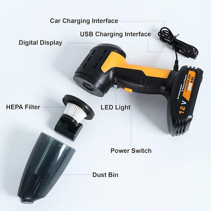 4 In 1 Cordless Car Vacuum Cleaner & Tire Inflator