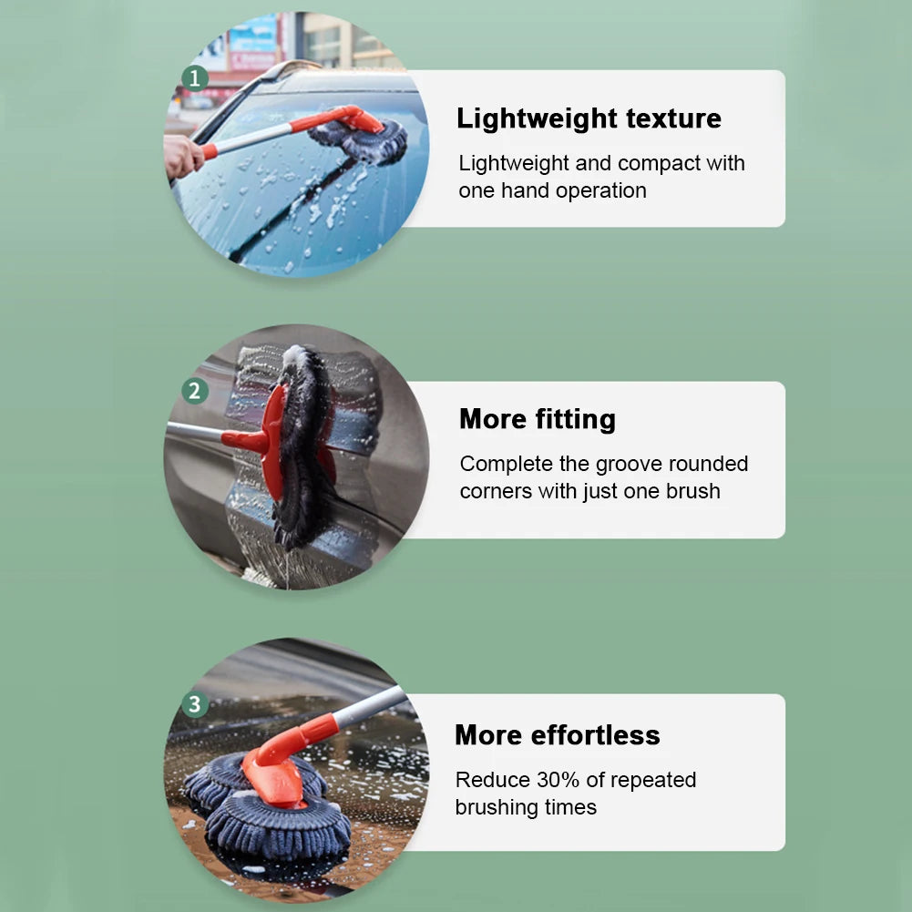 Car Wash Brush Double Brush Head Windshield Roof Wipe Clean Broom Car Cleaning Brush Windshield Roof Window Cleaning Maintenance
