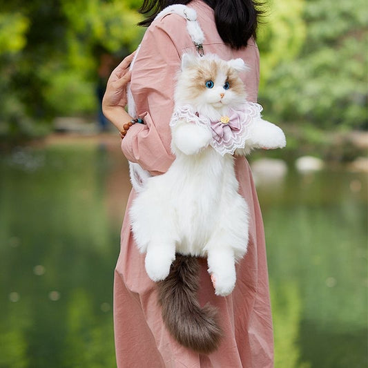 Women's Cute Cat Backpack Plush Doll