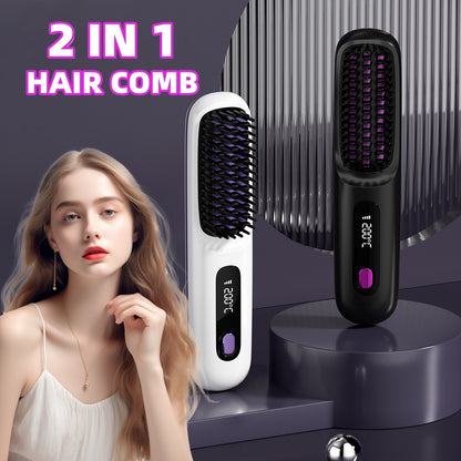 2-in-1 Cordless Hair Straightener and Hot Comb