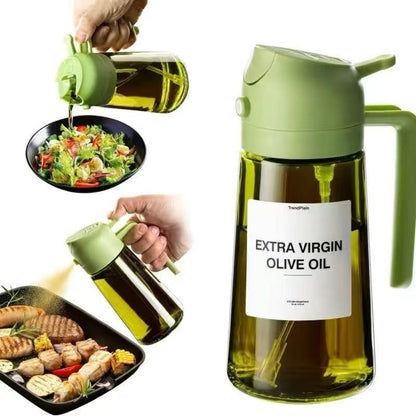 2 in 1 Olive Oil Dispenser and Oil Sprayer – 16oz/470ml Glass Light-Proof