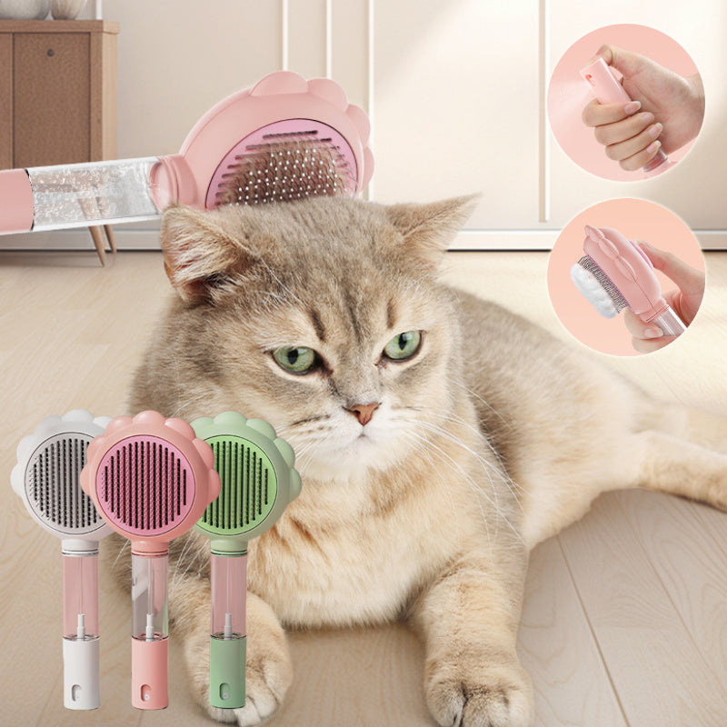 Self-Cleaning Pet Grooming Brush with Spray